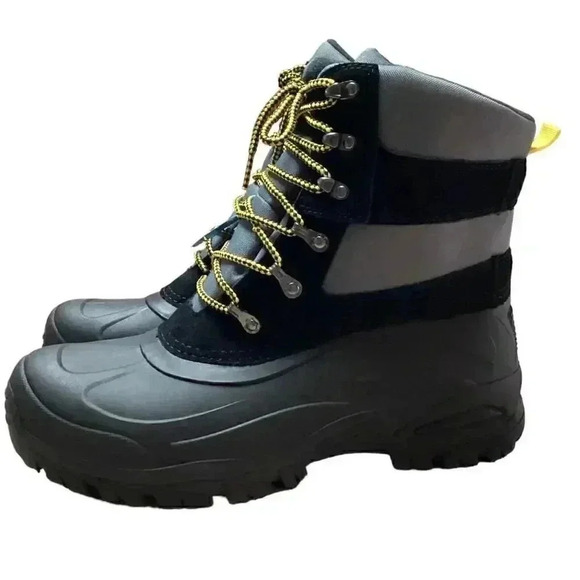 Khombu Mens 10 Waterproof Thermolite Lace Up Snow Boots Gray Black Vegan NEW main image 6